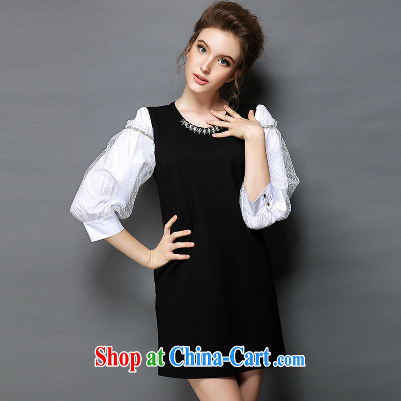The Connie was a high-end European and American 2015 spring new dresses and indeed increase, female 200 Jack black-and-white knocked color nails Pearl lantern cuff short skirts G 1571 black XXXL, Connie dreams, shopping on the Internet