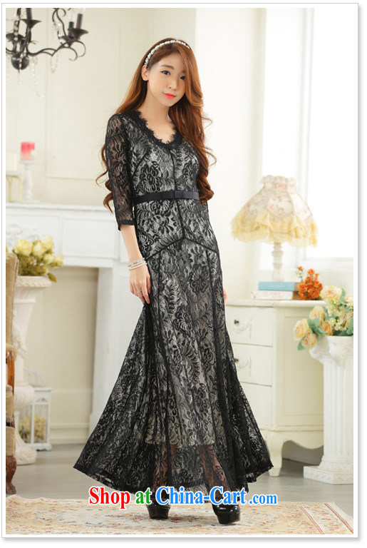 The delivery package as soon as possible the European and American style Openwork lace long skirt XL stylish beauty V collar elegant dress 7 cuff spring and summer women black 3 XL approximately 165 - 180 Jack pictures, price, brand platters! Elections are good character, the national distribution, so why buy now enjoy more preferential! Health
