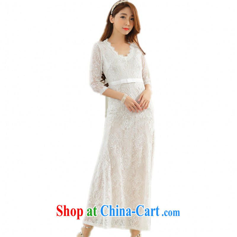 The delivery package as soon as possible the european style Openwork lace long skirt XL stylish beauty V collar elegant dress 7 sub-cuff spring and summer women black 3 XL approximately 165 - 180 jack, land is still the garment, and, on-line shopping