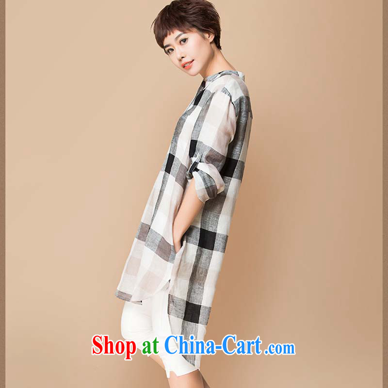 keun 苿 2015 spring and summer load Grid in Europe and the liberal, female long-sleeved round neck dress JW G 8802 328 grid XL, Keun 苿, shopping on the Internet