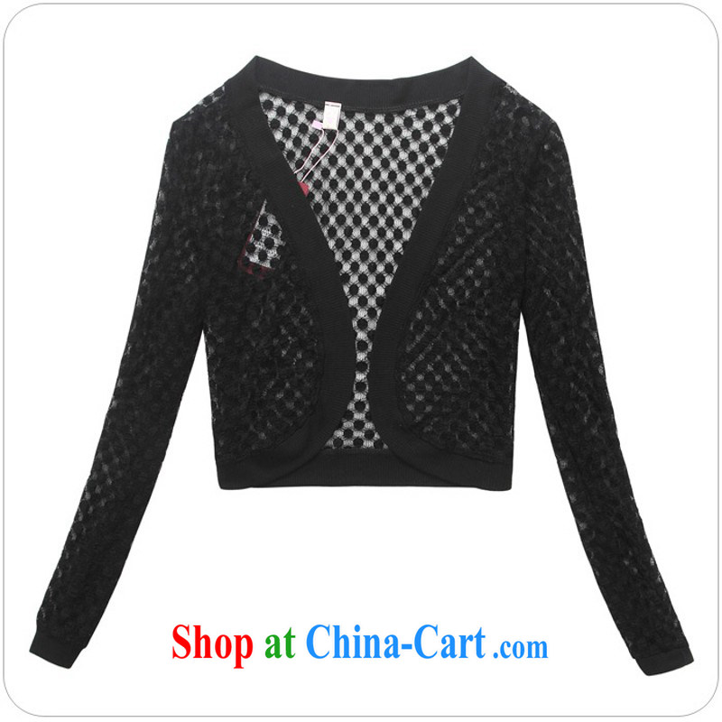 The delivery package as soon as possible-XL4 100 ground Openwork shawl 2015 new long-sleeved jacket AIR CONDITIONING shirts sunscreen, shoulder the T-shirt, black XXXL approximately 145 - 160 jack, land is still the garment, and shopping on the Internet