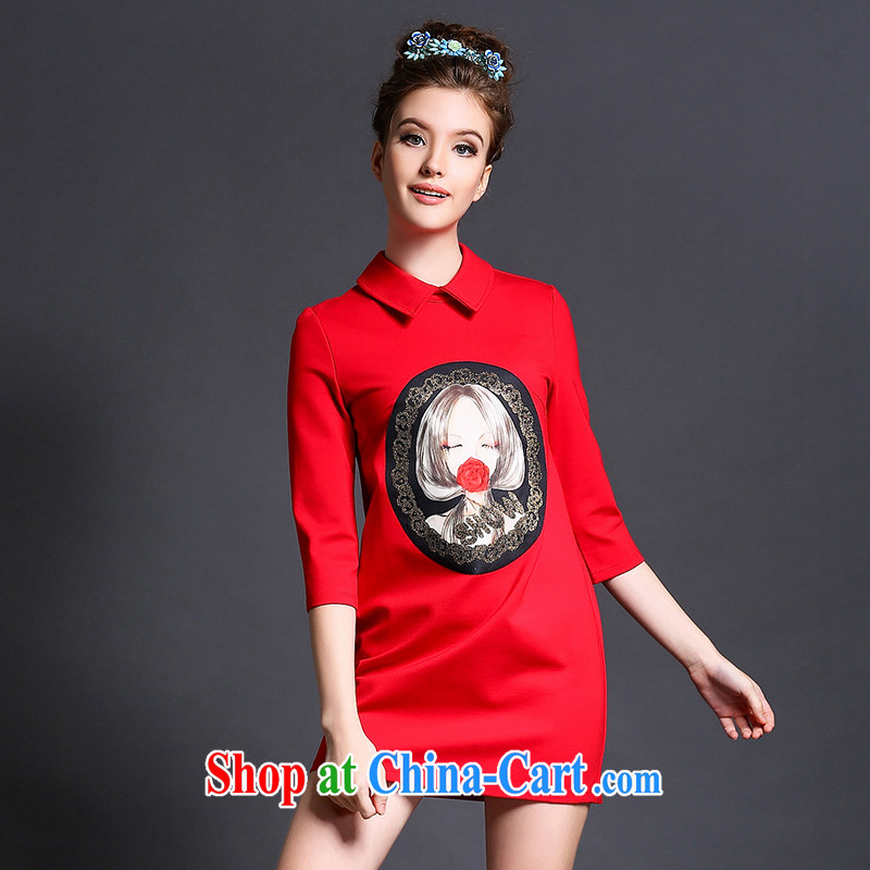 The Connie was a high-end European and American 2015 spring new dresses and indeed increase, female 200 Jack lapel lovely stamp 7 cuff short skirts G 5108 red XXXXXL, Connie dreams, and, shopping on the Internet