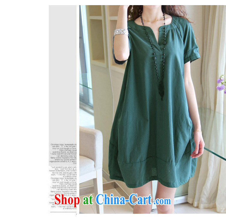, slavery 2015 summer new female Korean version the Code women mm thick loose video thin V collar wave point short-sleeved, long, solid dress girls dark M pictures, price, brand platters! Elections are good character, the national distribution, so why buy now enjoy more preferential! Health