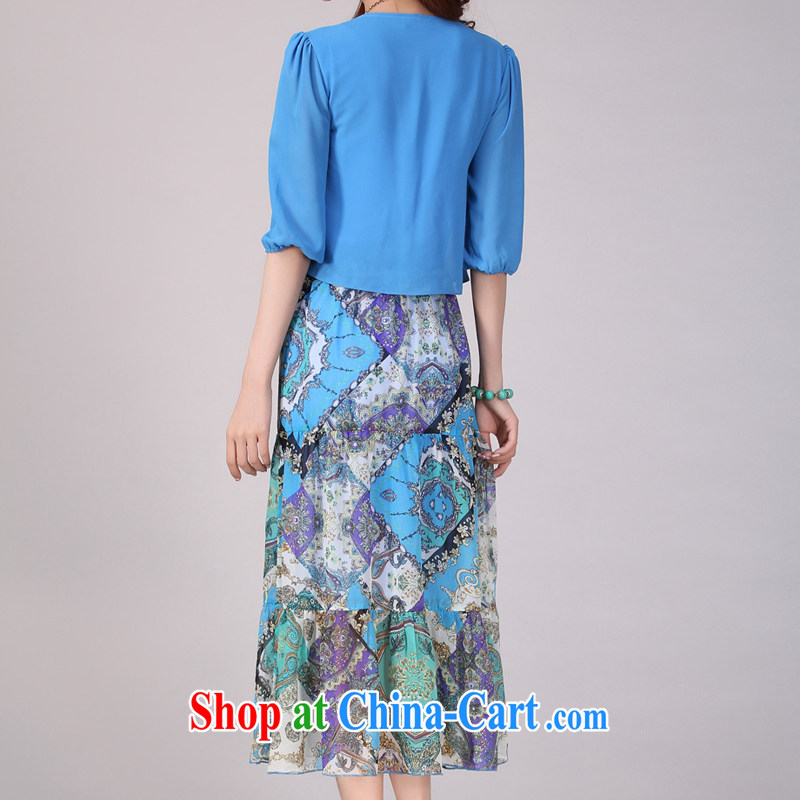 The estimated increase, women dresses 2142 mm thick summer 2015 new Snow woven beauty long skirt in floral cuff 2142 blue XXXXL, blue, and, on-line shopping