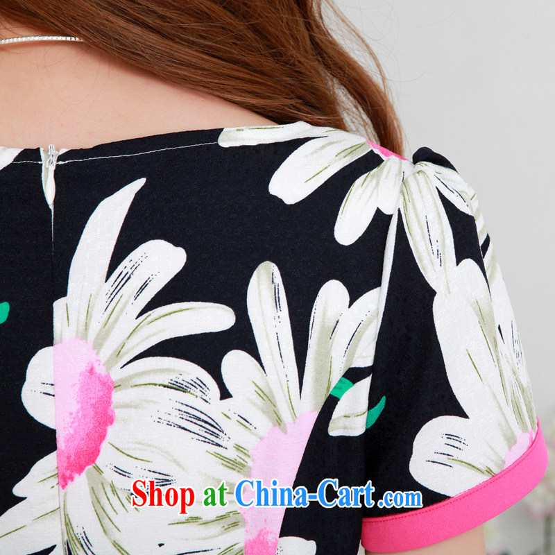 constitutional clothes summer classic roll collar short-sleeved Sun Flower stamp the word hem dress thick sister stylish sweet XL 2015 women's clothing collection waist graphics thin ladies dress black large XL 2 130 - 145 jack, constitution and clothing, and shopping on the Internet