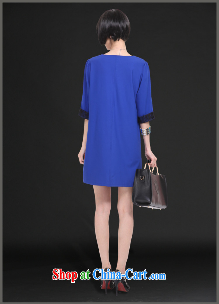 Mephidross economy honey, the Code women's clothing spring 2015 new minimalist stitching fashion round collar loose cuff in thick MM dresses M 2839 blue 4 XL pictures, price, brand platters! Elections are good character, the national distribution, so why buy now enjoy more preferential! Health