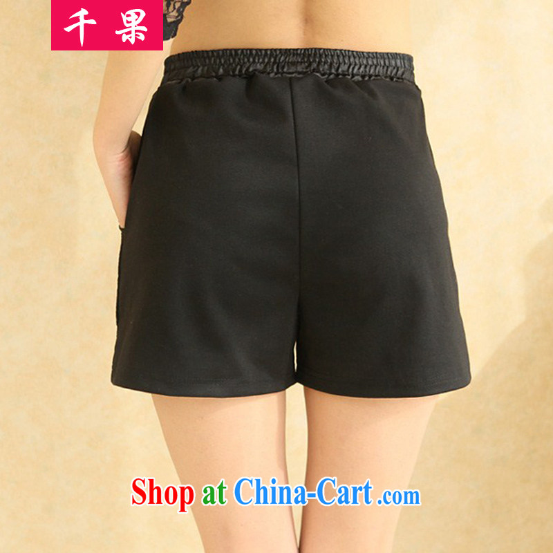 1000 fruit 2015 summer girls with new Korean lace shorts solid short pants Elasticated waist larger pants thick mm larger female loose video thin shorts black XXXL recommendations 170 - 200 jack, 1000 fruit (QIANGUO), online shopping