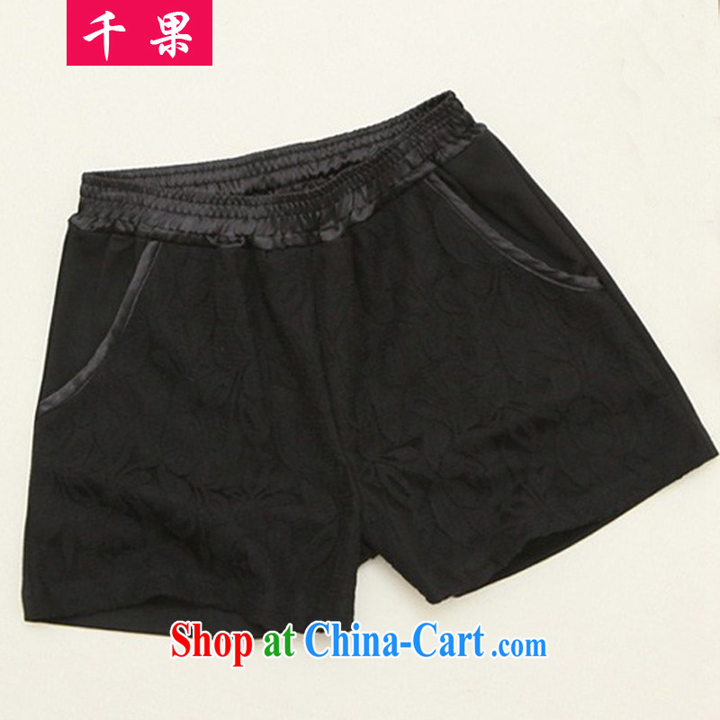 1000 fruit 2015 summer girls with new Korean lace shorts solid short pants Elasticated waist larger pants thick mm larger female loose video thin shorts black XXXL recommendations 170 - 200 jack, 1000 fruit (QIANGUO), online shopping