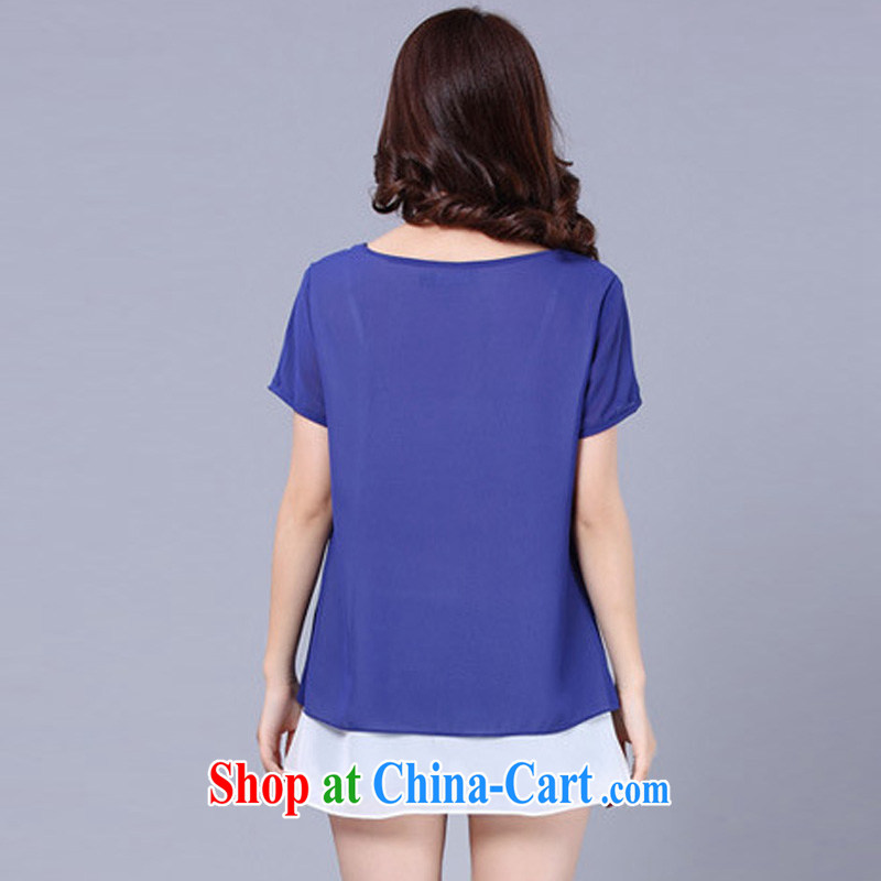 Morning would be 2015 spring and summer XL female stylish Korean style hit colored false two female snow woven shirts loose stitching T-shirt graphics thin short-sleeved shirt T picture color XL (recommendations 120 - 135 catties, morning, and shopping on the Internet