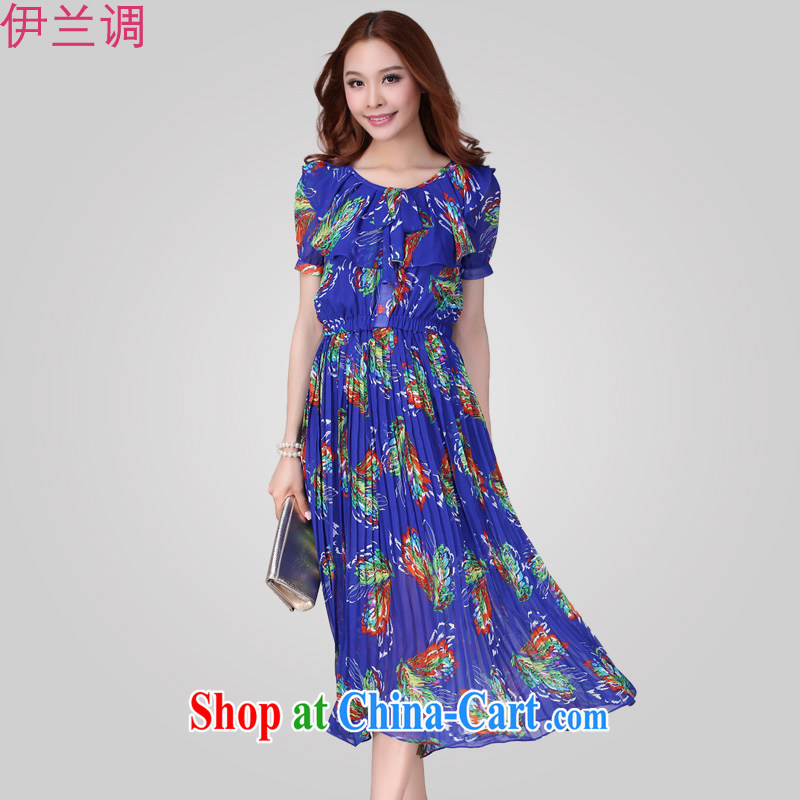 The estimated increase, female 2096 Bohemia, even Yi long skirt 2015 summer new, genuine thick mm fancy 2096 blue XXL