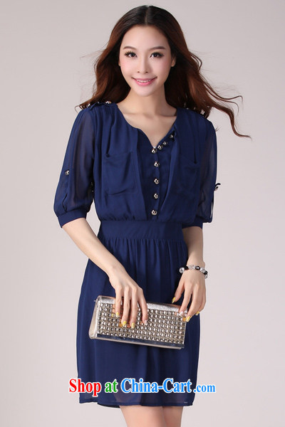 The estimated increase, female, blue-2113, snow cuff woven dresses thick mm summer 2015 new Korean summer cultivating deep blue XXXXL pictures, price, brand platters! Elections are good character, the national distribution, so why buy now enjoy more preferential! Health