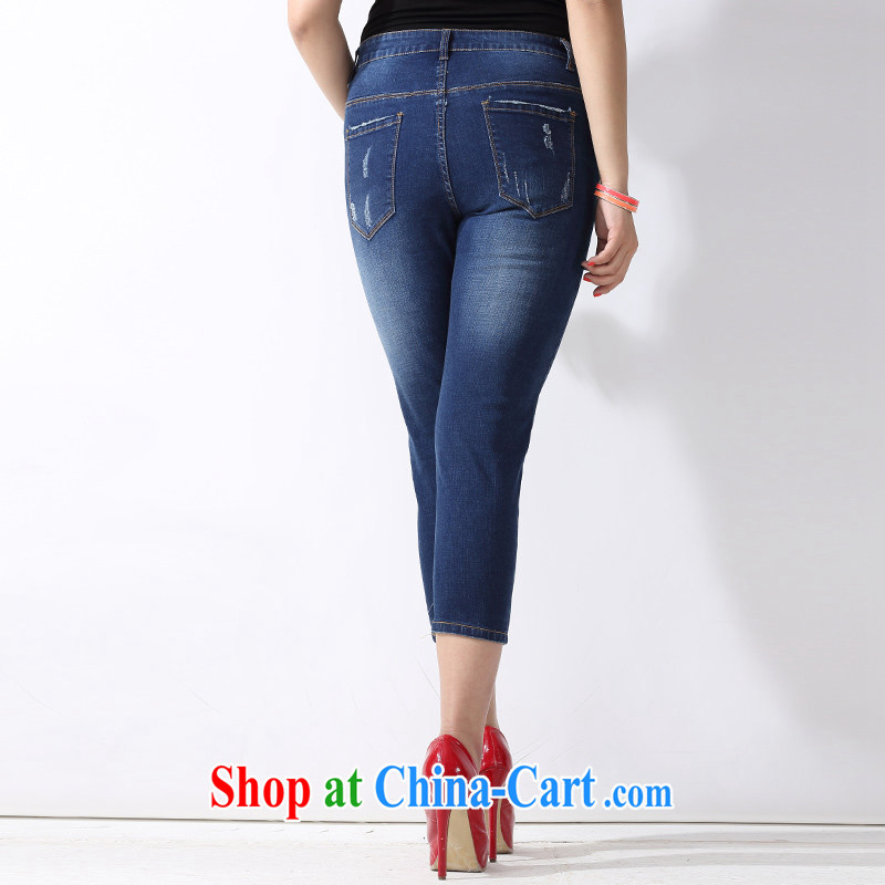 The multi-po 2015 summer new thick MM female decoration, 100 ground graphics thin large number 7 pants jeans K 620 denim blue 38, the multi-po, Miss CHOY So-yuk (CAIDOBLE), online shopping
