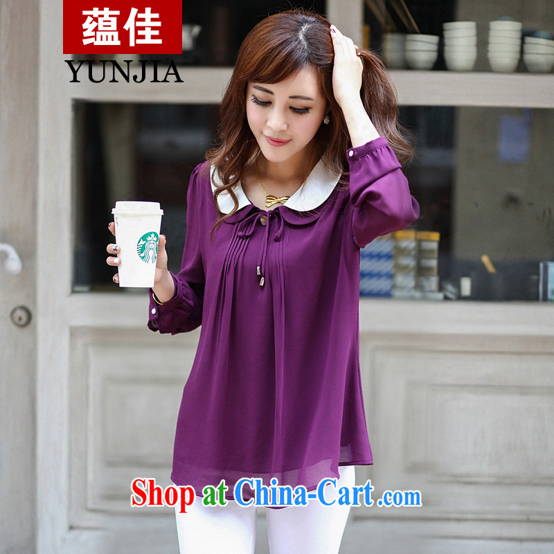To better the fat increase, women 2015 spring and summer load new collision color dolls for 100 fungus hem edge snow woven shirts girls purple classic 4 XL for 160 - 170 jack