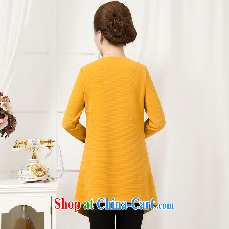 The line spend a lot code female Korean version of the new, round-collar graphics thin long-sleeved, long, irregular, with dresses spring dress, solid through 1 - 4715 deep orange color 4 XL, sea routes, and, on-line shopping