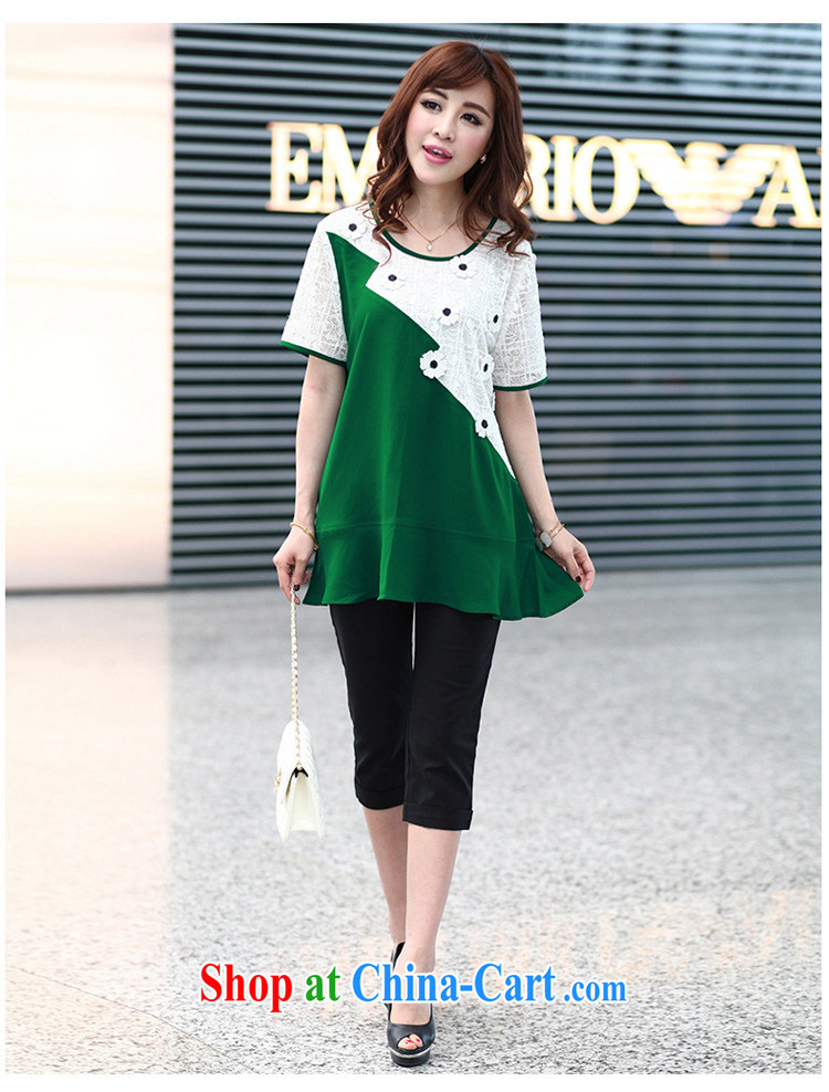 Morning would be 2015 spring and summer load new Korea and indeed XL women mm thick loose video thin knocked color lace stitching flouncing T pension green 3 XL (recommendations 150 - 165 jack) pictures, price, brand platters! Elections are good character, the national distribution, so why buy now enjoy more preferential! Health