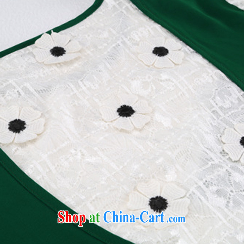 Early morning would be 2015 spring and summer, the Korean version is the XL women mm thick loose video thin knocked color lace stitching flouncing T pension green 3 XL (recommendations 150 - 165 catties, morning, and shopping on the Internet
