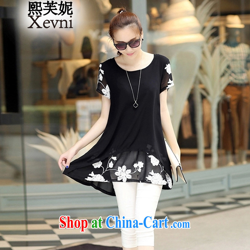 Mr Chau Tak-hay concluded her summer 2015 new loose stamp snow woven dresses larger female XF 613 black XXXL, Mr CHAU Tak-hay concluded Connie (Xevni), and, on-line shopping