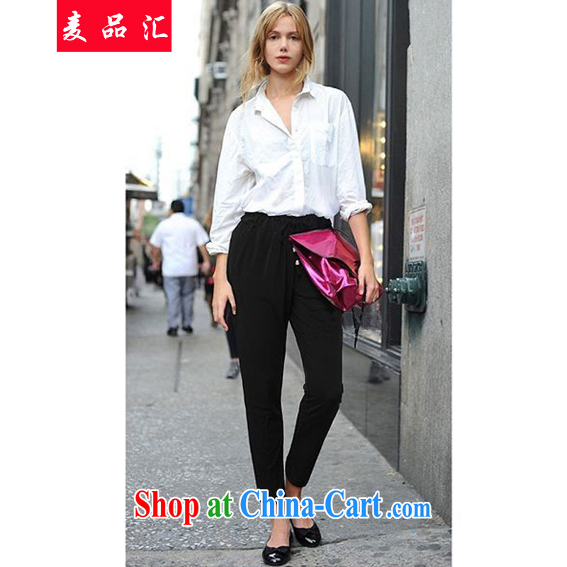 Mr MAK, Exchange 2015 Spring and Summer in Europe and America, the female Trouser Press Video thin, leisure trousers thick MM spring new stylish European and American liberal solid pants 553 blue 6 XL, Mak, sinks, and shopping on the Internet