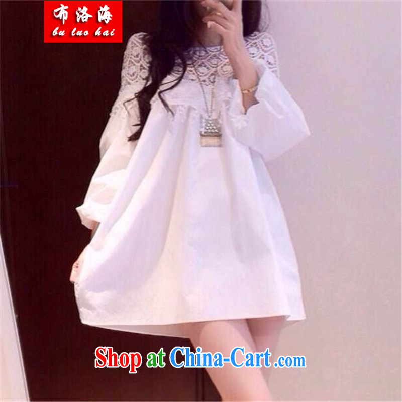 The sea 2015 spring and summer with new, larger female bubble sleeve loose video thin a field for sexy thick mm increase the fertilizer dresses women 992 white XXXL/170 - 200 jack, sea, shopping on the Internet