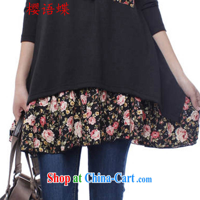 Cherry, Butterfly Spring and Autumn 2015 the new leave of two parts thick MM round-collar pocket solid color dresses, with the long-sleeved dresses female black XXL, cherry, Butterfly (yintalkabutterfly), online shopping