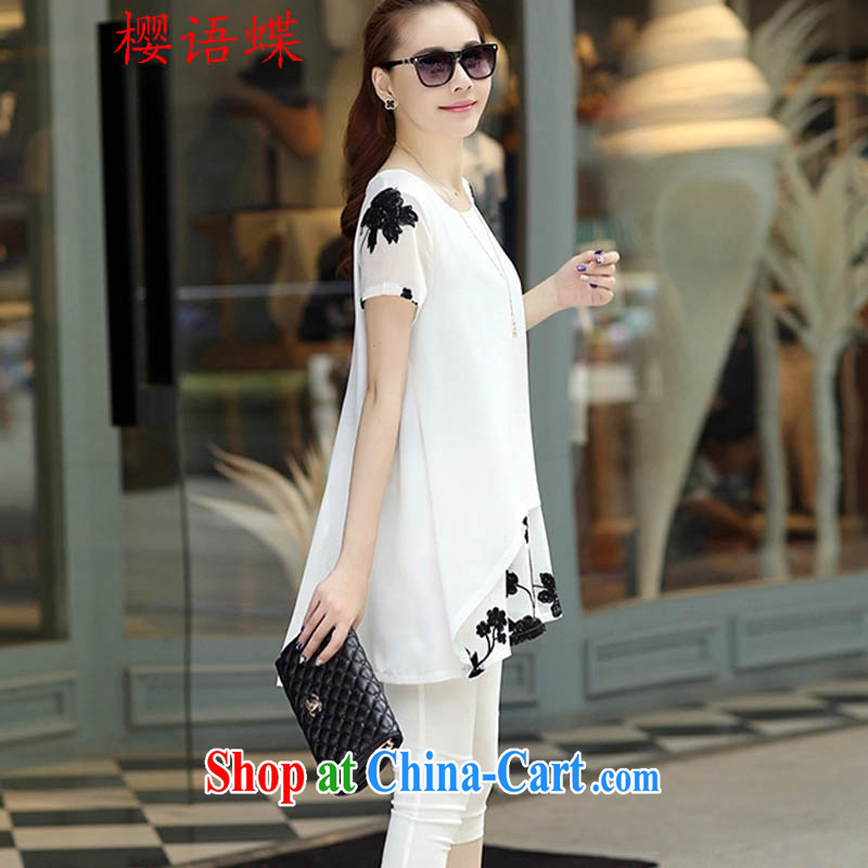 Cherry, butterfly 2015 summer new Korean short-sleeved clothes snow-woven shirts Korean version thick MM the Code women dresses white M, cherry, Butterfly (yintalkabutterfly), online shopping