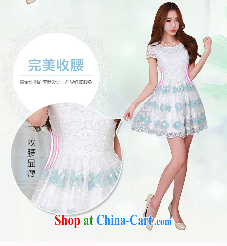 Constitution, fat, female XL 2015 summer new stylish upmarket two-color lace elegant sweet graphics thin dress mm thick sweet elegance skirt blue 4 XL 160 - 175 Jack pictures, price, brand platters! Elections are good character, the national distribution, so why buy now enjoy more preferential! Health