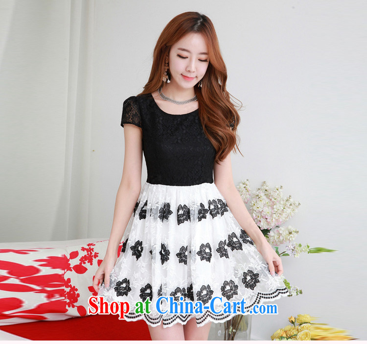 Constitution, fat, female XL 2015 summer new stylish upmarket two-color lace elegant sweet graphics thin dress mm thick sweet elegance skirt blue 4 XL 160 - 175 Jack pictures, price, brand platters! Elections are good character, the national distribution, so why buy now enjoy more preferential! Health