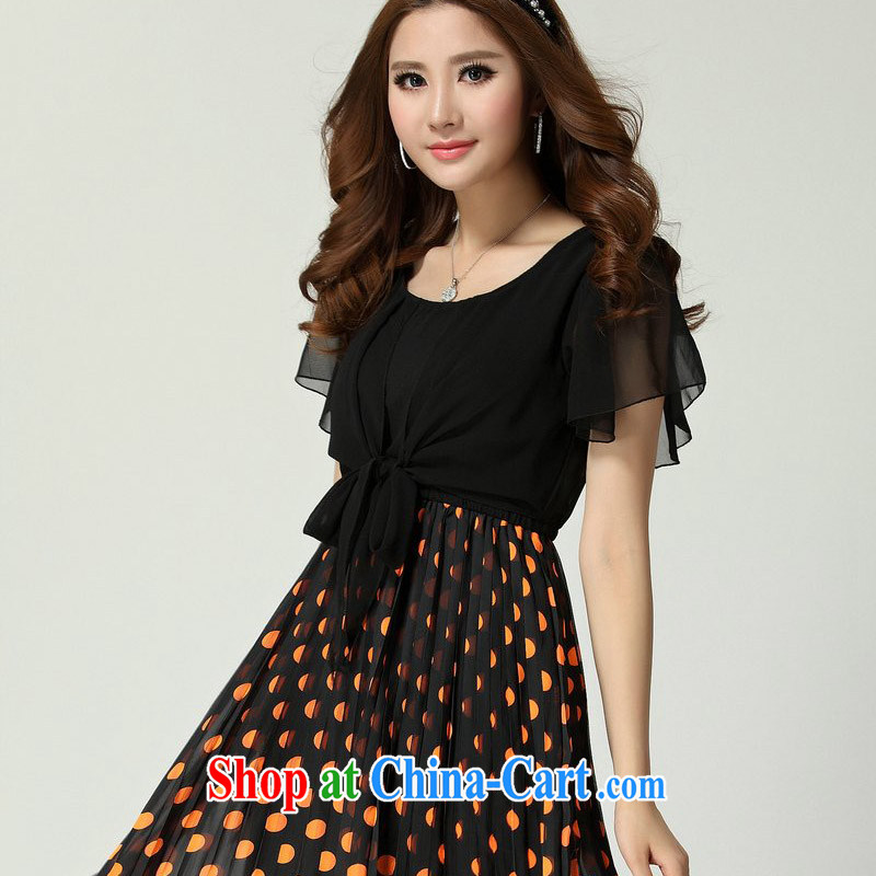 Land is still the Yi, female 2015 summer new Korean sweet aura wave is not rules, with increased emphasis on code MM short-sleeved snow-woven dresses black XXL, land is still the garment, and, shopping on the Internet