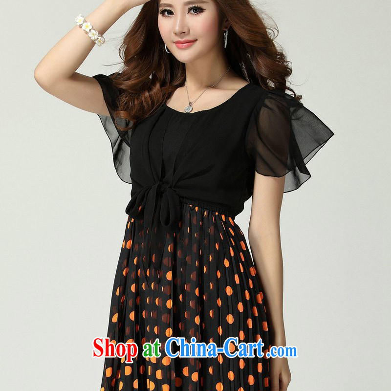 Land is still the Yi, female 2015 summer new Korean sweet aura wave is not rules, with increased emphasis on code MM short-sleeved snow-woven dresses black XXL, land is still the garment, and, shopping on the Internet