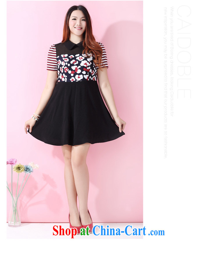 2015 spring with many major Code female thick MM stylish big graphics thin short-sleeved baby collar dresses Q 1028 black 4XL pictures, price, brand platters! Elections are good character, the national distribution, so why buy now enjoy more preferential! Health
