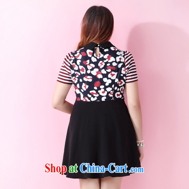2015 spring and the many major Code female thick MM stylish big graphics thin short-sleeved baby collar dresses Q 1028 black 4XL, the multi-po, Miss CHOY So-yuk (CAIDOBLE), online shopping