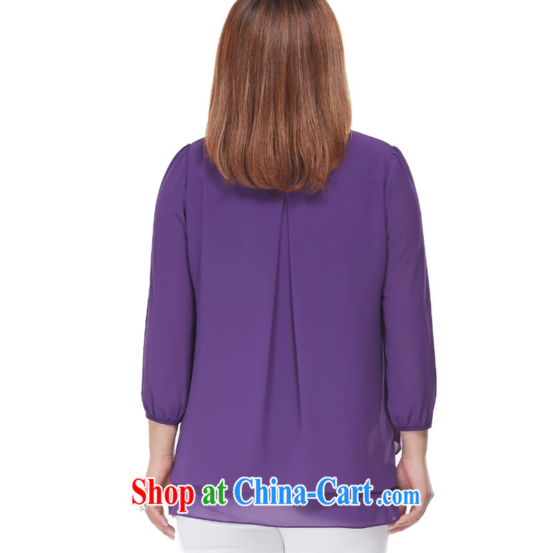 MsShe XL girls 2015 new summer 7 cuff flouncing round-collar snow woven T-shirt 2863 purple 5 XL, Susan Carroll, Ms Elsie Leung Chow (MSSHE), online shopping