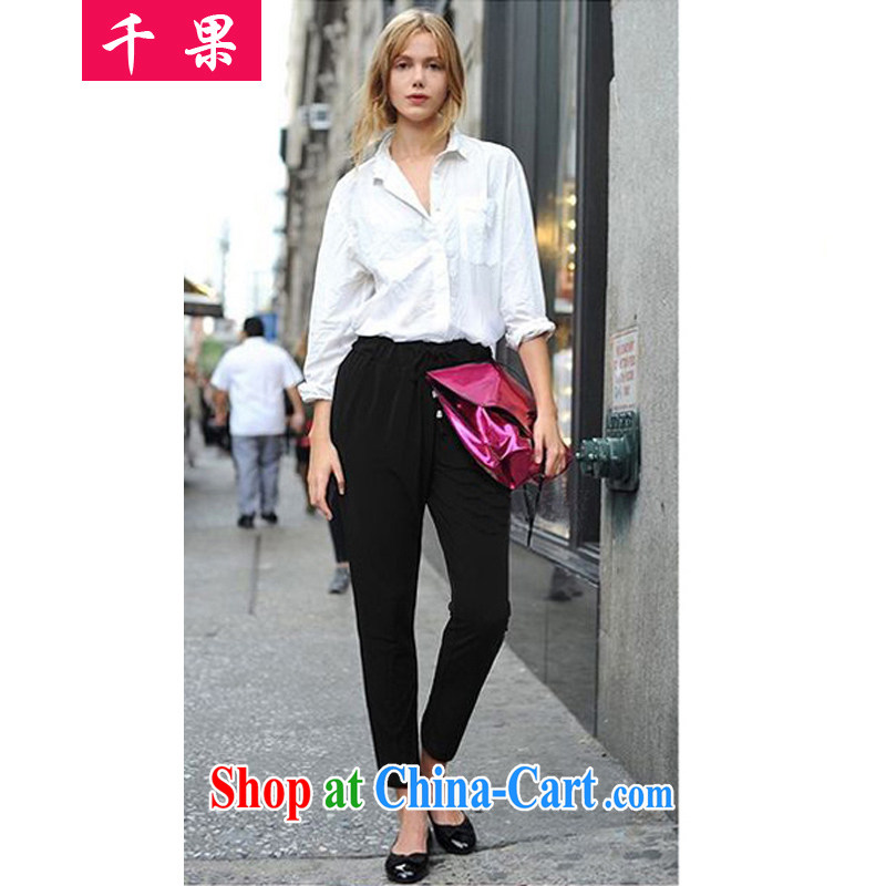 1000 fruit 2015 new king, female 200 Jack thick MM Spring and Summer in Europe with stylish graphics thin, trouser press the code female pants 553 black 5 XL, 1000 fruit (QIANGUO), online shopping