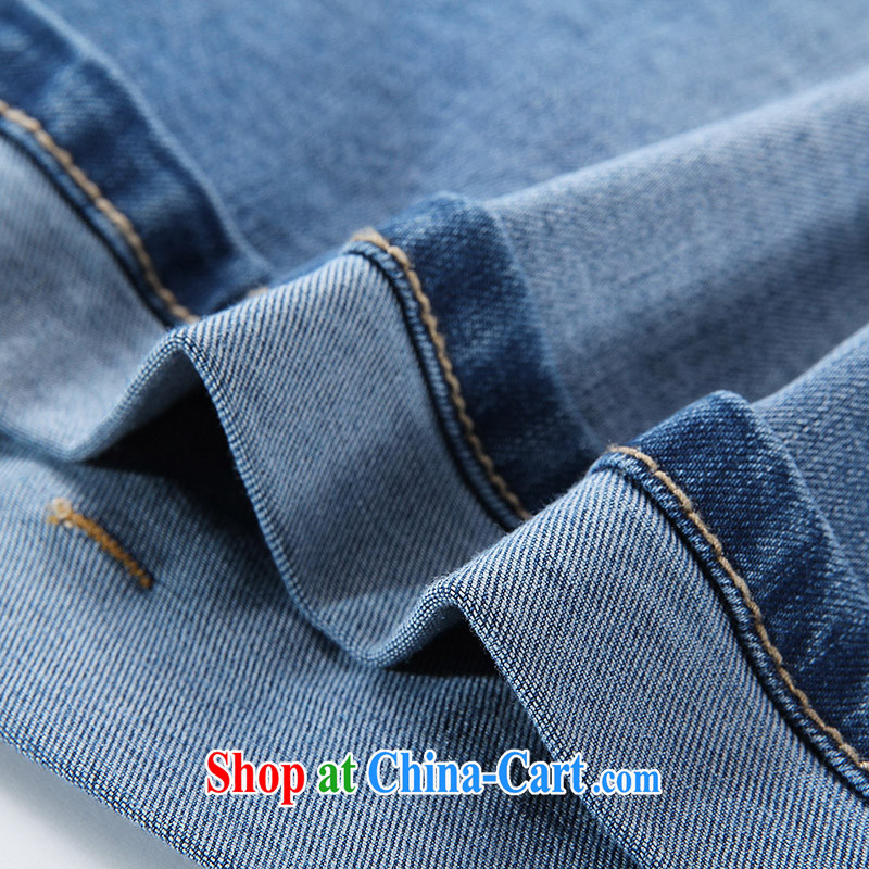 Slim LI Sau 2015 summer new, larger pants, waist graphics thin jeans Q 7985 cowboy blue 5XL, slim Li-su, and shopping on the Internet