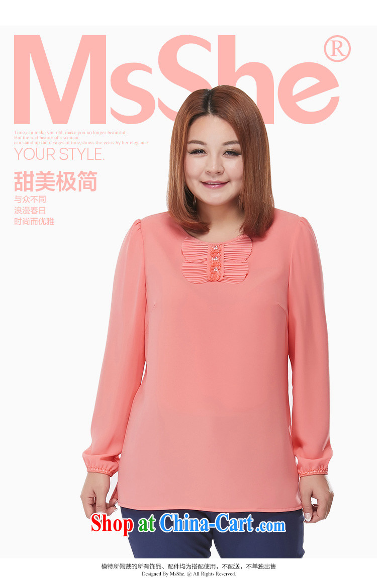 MSSHE XL ladies' 2015 spring round-collar-pin Pearl lace long-sleeved snow woven shirts 2515 light purple 4 XL pictures, price, brand platters! Elections are good character, the national distribution, so why buy now enjoy more preferential! Health