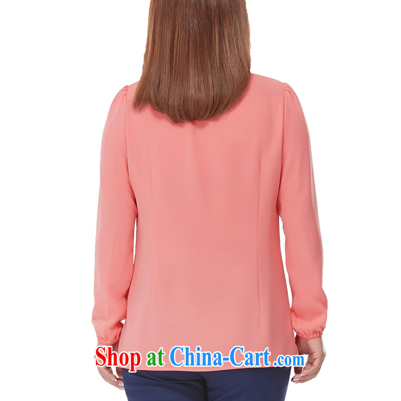 MSSHE XL ladies' 2015 spring round-collar-pin Pearl lace long-sleeved snow woven shirts 2515 light purple 4 XL, Susan Carroll, Ms Elsie Leung Chow (MSSHE), online shopping