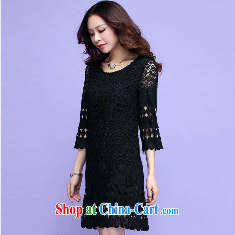 Loved spring and summer New Beauty video thin and thick XL women three-dimensional lace 5 cuff dress 3693 black 4XL, loved (Tanai), online shopping