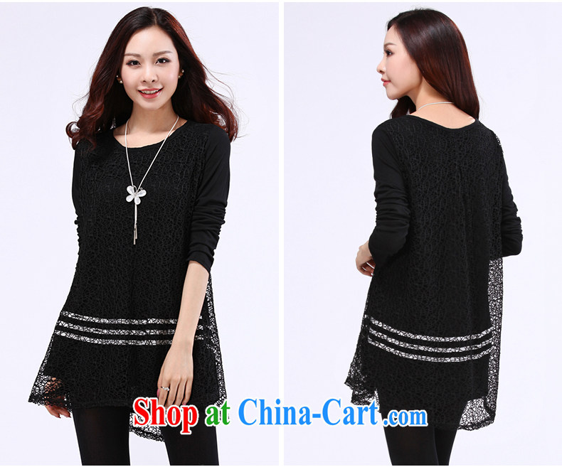 42 multi-yi 2015 spring and summer lace shirt XL female graphics thin thick sister Korean solid 1044 T-shirt black large XXXXL pictures, price, brand platters! Elections are good character, the national distribution, so why buy now enjoy more preferential! Health