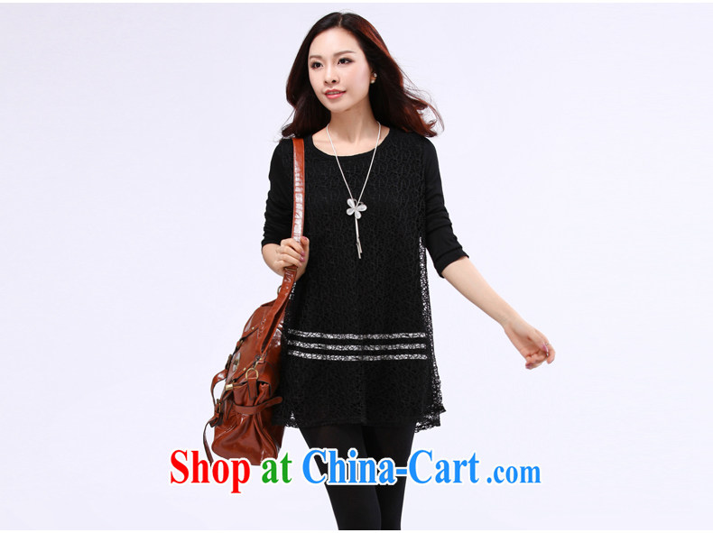 42 multi-yi 2015 spring and summer lace shirt XL female graphics thin thick sister Korean solid 1044 T-shirt black large XXXXL pictures, price, brand platters! Elections are good character, the national distribution, so why buy now enjoy more preferential! Health