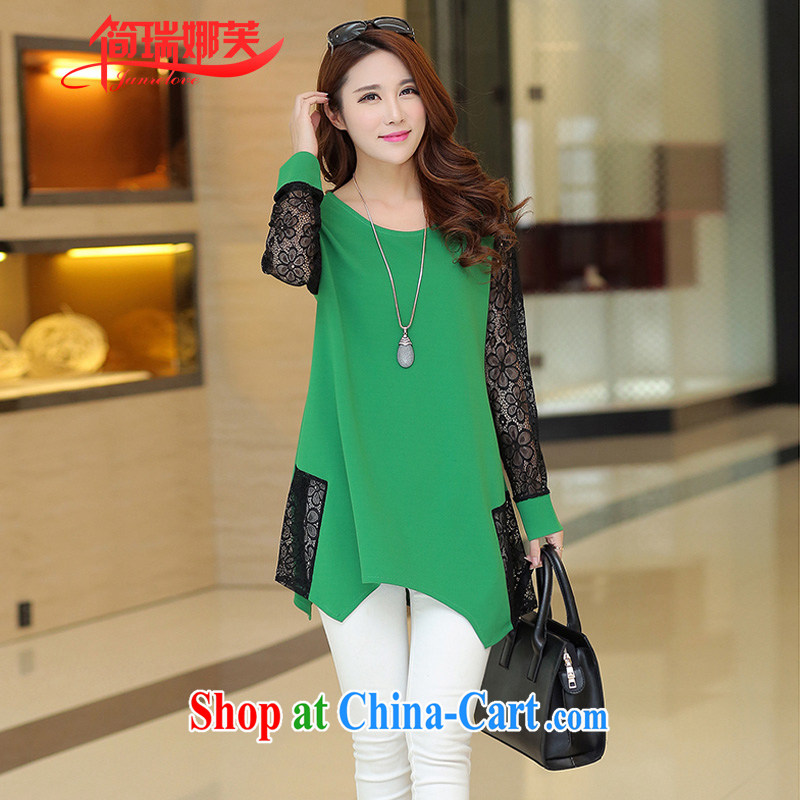 In short, will be the 2015 spring and summer new thick MM and indeed intensify, loose video thin lace stitching does not rule out the dresses girls J 667 green 4 XL, in short, would be (Janrelove), online shopping