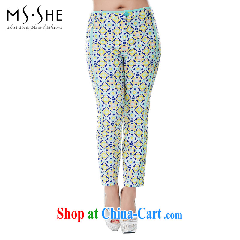 MsShe XL girls 2015 New Large Number 9 pants thick mm video thin beauty Korean version 7047 pants suit T 2