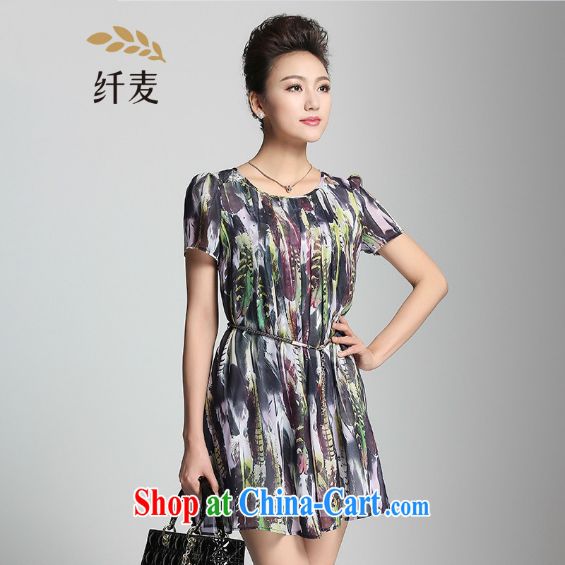 The Mak is the women's clothing 2015 summer new thick mm stylish european stamp loose dress suit 952103077 5 XL