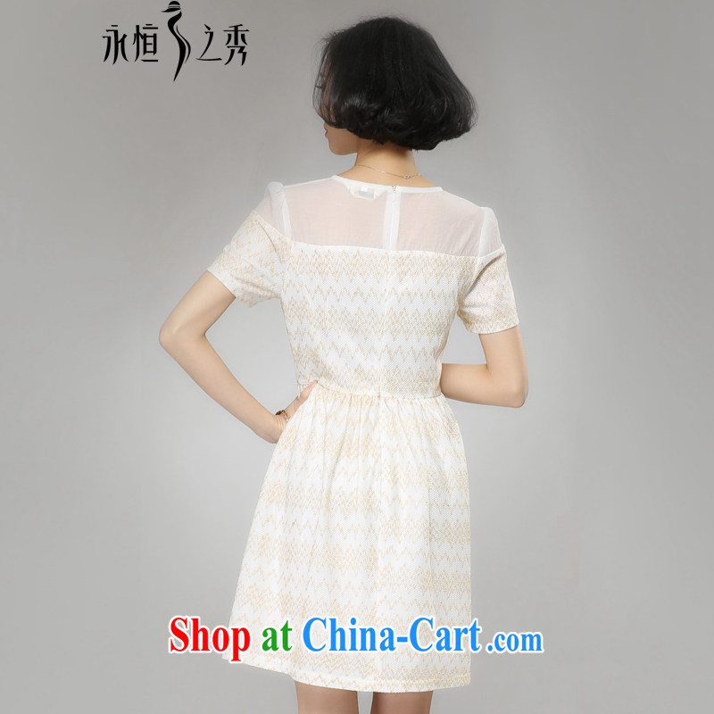 Eternal-soo fat, Video thin large Code women dresses 2015 spring and summer thick sister new Korean sweet European root yarn stamp graphics thin A field skirt swing dress m White 3XL, eternal, and the show, and online shopping