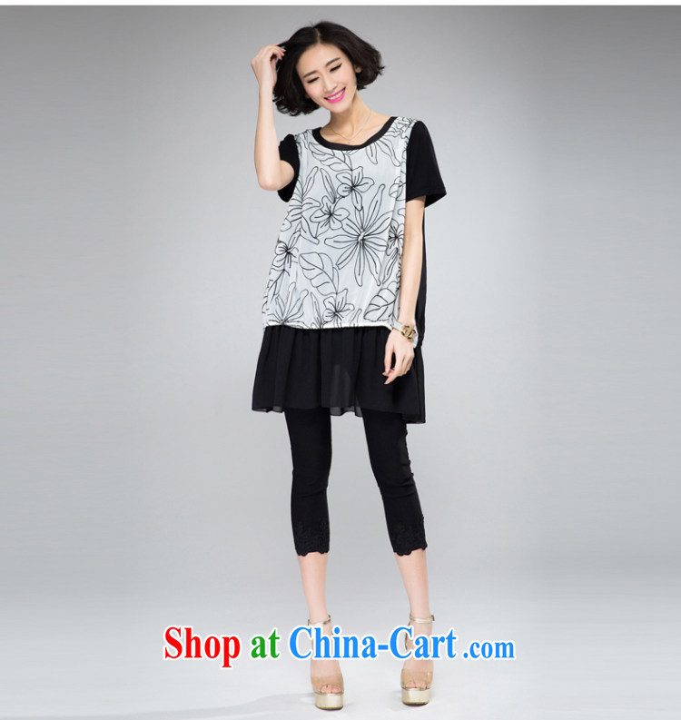 Eternal Soo thick mm larger women dresses 2015 spring and summer new, thick, graphics thin, snow in Europe and woven flowers computer embroidery leave two T shirt dress black 4 XL pictures, price, brand platters! Elections are good character, the national distribution, so why buy now enjoy more preferential! Health