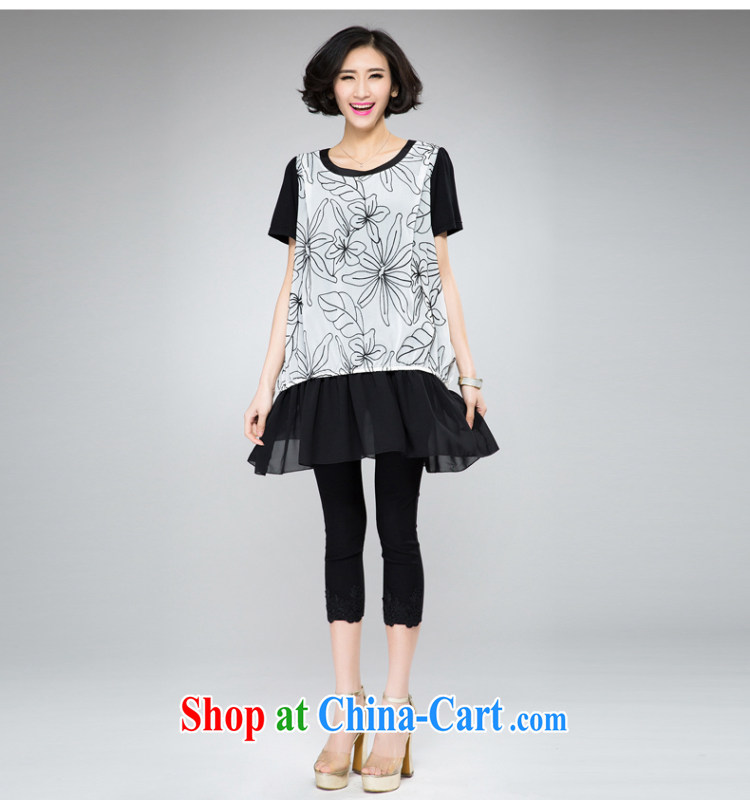 Eternal Soo thick mm larger women dresses 2015 spring and summer new, thick, graphics thin, snow in Europe and woven flowers computer embroidery leave two T shirt dress black 4 XL pictures, price, brand platters! Elections are good character, the national distribution, so why buy now enjoy more preferential! Health
