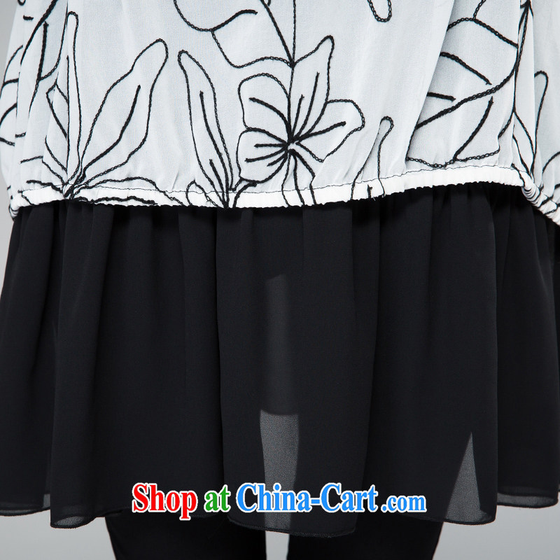 Eternal Soo thick mm larger women dresses 2015 spring and summer new, thick, graphics thin, snow in Europe and woven flowers computer embroidery leave two T shirt dress with black 4XL, eternal, and the show, and shopping on the Internet