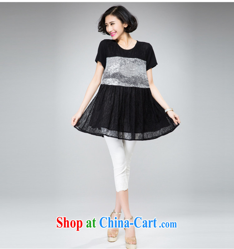 Eternal-soo and indeed increase, female dress thick sister 2015 summer new thick mm thick, graphics thin, snow-woven lace loose short-sleeve dress black 4 XL pictures, price, brand platters! Elections are good character, the national distribution, so why buy now enjoy more preferential! Health