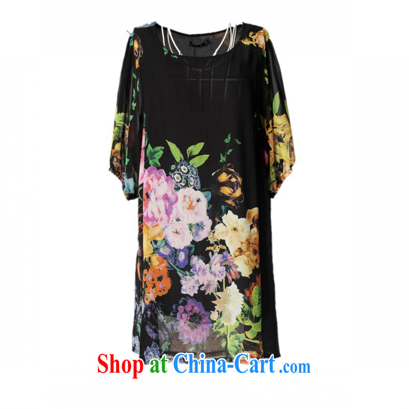 The package-mail the ventricular hypertrophy is relaxed, dresses and fresh style roses flowers, snow cuff woven skirt 2015 new leisure stamp black 4XL approximately 180 - 210 jack, land is still the garment, and, shopping on the Internet