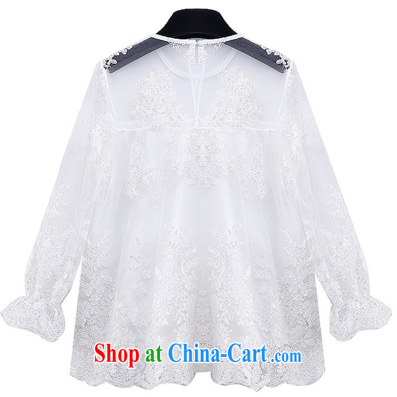 Terrace, Western Europe and the United States, the female loose A type embroidery lace T-shirt, the root yarn T-shirt, white 5 XL 180 - 200 jack, 1000 field and the United States, and, on-line shopping