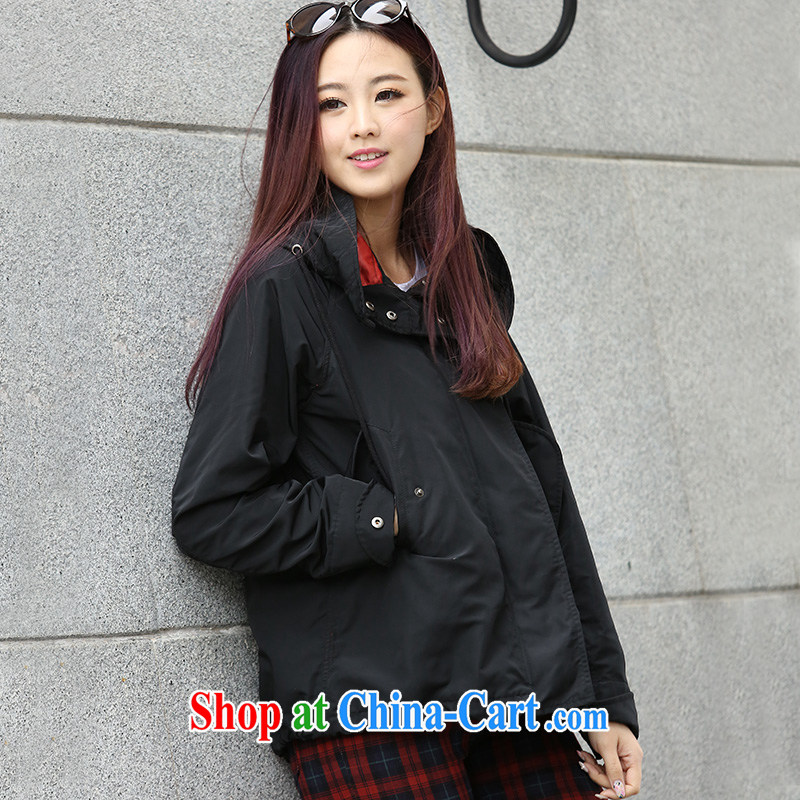 Better Dili in 2015 Europe and indeed increase, female spring new wind jacket thick MM spring and the Code graphics thin jacket Black Large Number 4 XL, better in Dili (jiadiou), online shopping